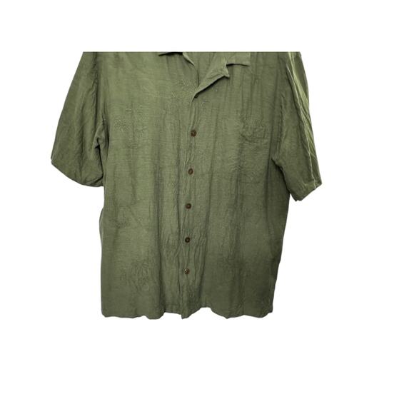 Havana Jack's Cafe Green Short Sleeve 100% Silk Short Sleeve Button-Up Shirt XL - Picture 3 of 6